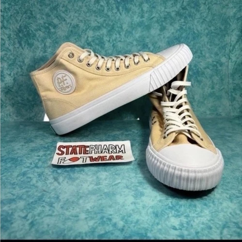 PF Flyers Center Hi Men’s Beige Retro Canvas High Top Shoes Sneakers Size 12